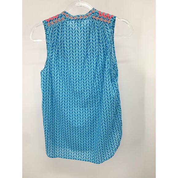 J. Crew Factory Print Embroidered Sleeveless Blouse Size 2 - Picture 4 of 7